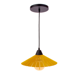 Luminária Teto Lustre pendente balcão cozinha sala mdf cabo:Amarelo - 1