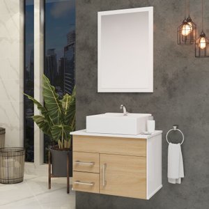 Conjunto Turquesa Mdf Gabinete de Banheiro com Pia e Espelheira