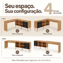 Ver imagem 7 de Conjunto Escritório com Mesa em L 3 Gavetas e Cadeira Giratória Multimóveis MCR6115 Madeirado/Preto