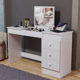 Mesa Penteadeira com Espelho e 3 Gavetas Quarto Home Office - 2
