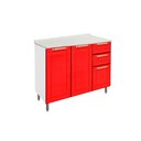 Ver imagem 1 de Balcão de Cozinha Modulado Colors 6114 3 Portas e 2 Gavetas c/Tampo Branco/Vermelho - Bertolini