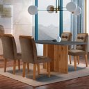 Ver imagem 1 de Sala de Jantar Mesa Olímpia 120CM MDF Canto Copo com 4 Cadeiras Carol Moderna