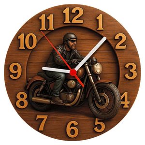 Relógio de Parede - Motociclista -efeito 3d -25x25x2cm