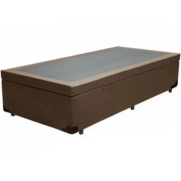Cama Box Baú Solteirão King Blindado Sintético Marrom 203X96X44 Cm - 2