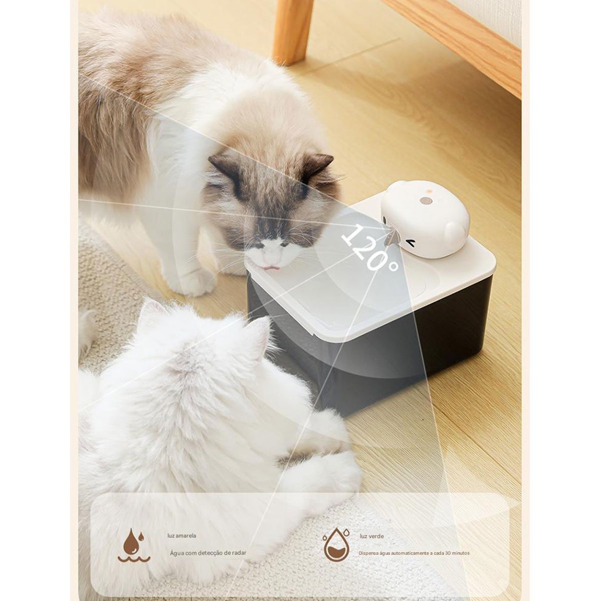 Bebedouro Fonte de Agua Gato Pet Cao Felino Cachorro Animal de Estimaçao 2 Modos Sensor de Presença  - 9