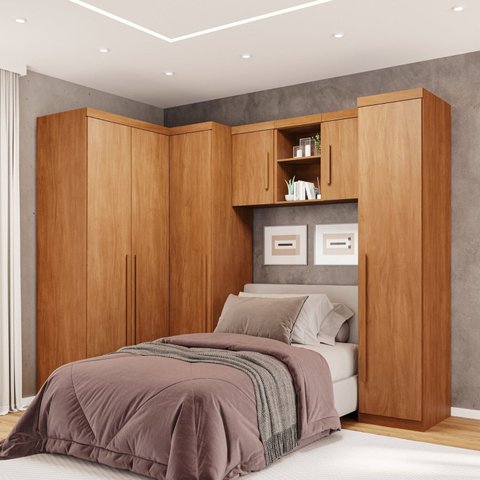 Guarda-Roupa Modulado 4 Peças 6 Portas 3 Gavetas Texas Marrom/Cinamomo