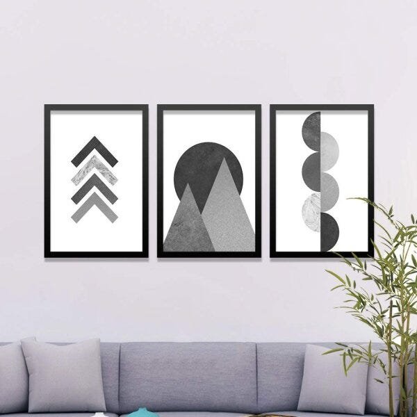 Kit de Quadros Decorativo 3 Peças Geometria Artística Los Quadros - 2