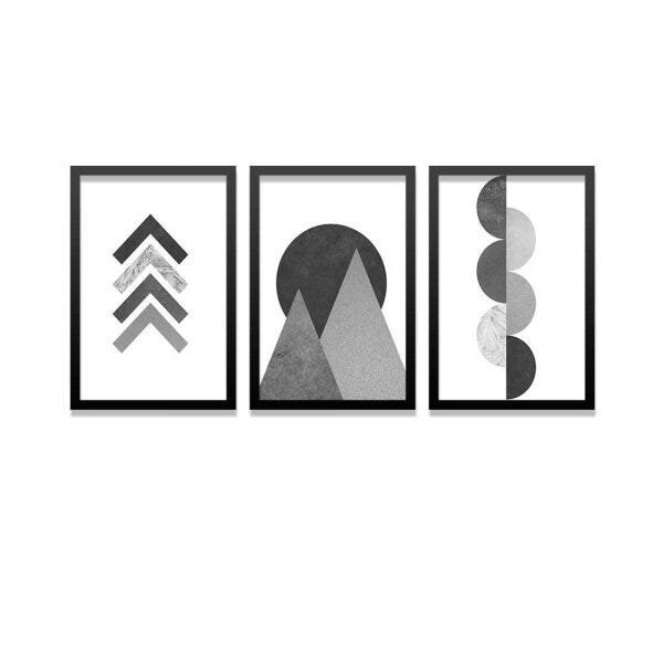 Kit de Quadros Decorativo 3 Peças Geometria Artística Los Quadros - 1