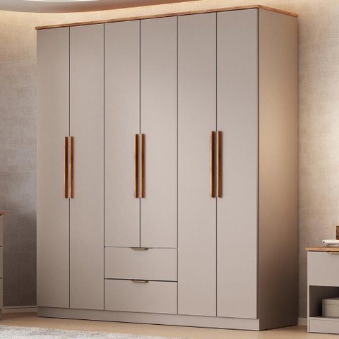 Guarda Roupa Casal 6 Portas Milan Carraro Avelã