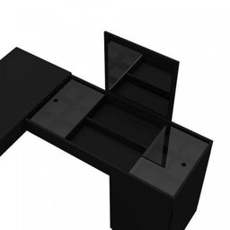 Escrivaninha Mesa Escritório Penteadeira de Canto com Espelho Star 1 Porta 136cm Preto - 11 Escrivaninha Mesa Escritório Penteadeira de Canto com Espelho Star 1 Porta 136cm Preto - 11