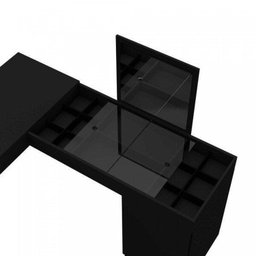 Escrivaninha Mesa Escritório Penteadeira de Canto com Espelho Star 1 Porta 136cm Preto - 12 Escrivaninha Mesa Escritório Penteadeira de Canto com Espelho Star 1 Porta 136cm Preto - 12
