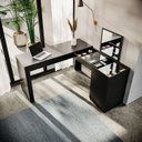 Ver imagem 5 de Escrivaninha Mesa Escritório Penteadeira de Canto com Espelho Star 1 Porta 136cm Preto