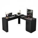 Ver imagem 7 de Escrivaninha Mesa Escritório Penteadeira de Canto 136x136cm com Espelho 1 Porta Star