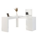 Ver imagem 3 de Escrivaninha Mesa Escritório Penteadeira de Canto com Espelho Star 1 Porta 136cm Branca