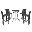 Ver imagem 1 de Mesa Bistrô e 4 Banquetas Roma Preta Corda Náutica Estofado 9 Trama Original