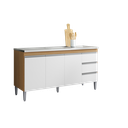 Ver imagem 4 de Balcão Gabinete P/ Pia Andreia sem Tampo 150 Cm Ajl Móveis - Amêndoa e Branco