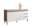 Ver imagem 4 de Balcão Gabinete P/ Pia Andreia sem Tampo 150 Cm Ajl Móveis - Amêndoa e Branco