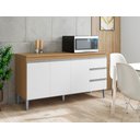 Ver imagem 2 de Balcão Gabinete P/ Pia Andreia sem Tampo 150 Cm Ajl Móveis - Amêndoa e Branco