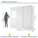 Ver imagem 3 de Guarda Roupa Casal Texas Light 205,9cm 3 Portas 4 Gavetas Branco