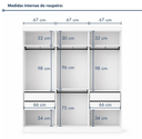 Ver imagem 7 de Guarda Roupa Casal Texas Light 205,9cm 3 Portas 4 Gavetas Branco
