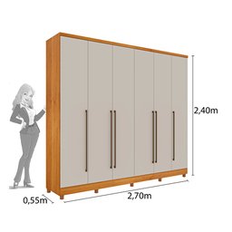 Guarda Roupa Tcil Sevilla Casal com Pes 6 Portas 8 Gavetas - 7