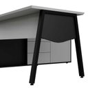 Ver imagem 7 de Mesa L Diretor Escritório com Armário Lateral 3 Gavetas 200cm Industrial Tampo Cavado e Pés Metal Executive Cinza Sagrado E Preto