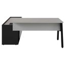 Ver imagem 6 de Mesa L Diretor Escritório com Armário Lateral 3 Gavetas 200cm Industrial Tampo Cavado e Pés Metal Executive Cinza Sagrado E Preto