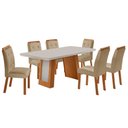 Ver imagem 1 de Mesa de Jantar Carolina 180cm Tampo MDF Canto Copo com 6 Cadeiras Carol