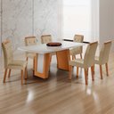 Ver imagem 2 de Mesa de Jantar Carolina 180cm Tampo MDF Canto Copo com 6 Cadeiras Carol