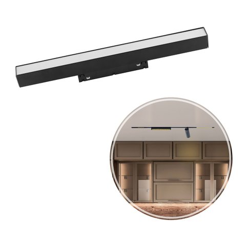 Luminária Difusa Linear 12W PT C. Sup P/ Trilho Mag. DS9956 Delis ST2801
