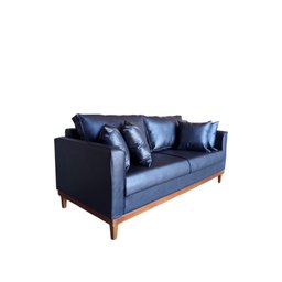 Sofá 2 Lugares Beny Base De Madeira Corano Preto Rr Decor - 3