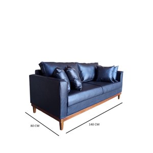 Sofá 2 Lugares Beny Base De Madeira Corano Preto Rr Decor