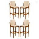 Ver imagem 1 de Kit 4 Banquetas Alta para Bancada Lisboa Madeira Imbuia Linho Bege M58 Rmi
