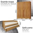 Ver imagem 2 de Conjunto Quarto Bicama Duo com Cama Auxiliar + Guarda-Roupa Domus Max com 2 Colchões - Amêndoa/Cedro