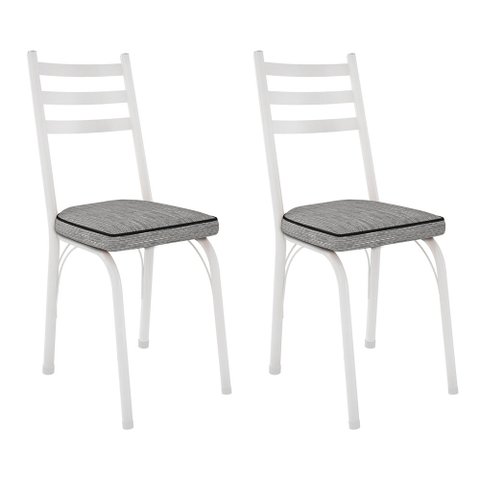 Kit 2 Cadeiras de Cozinha Luisiana Estampado Grafiato Pés de Ferro Branco - Pallazio