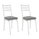 Ver imagem 1 de Kit 2 Cadeiras de Cozinha Luisiana Estampado Grafiato Pés de Ferro Branco - Pallazio