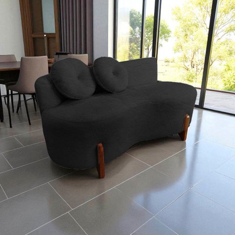 Namoradeira Sofá Feijão Lounge Orgânica Couro Preto