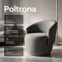 Ver imagem 3 de Poltrona Giratória Orgânica Decorativa Capri Linho Suave Redonda Leitura Sala Quarto Recepção Hall:C