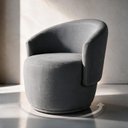 Ver imagem 2 de Poltrona Giratória Orgânica Decorativa Capri Linho Suave Redonda Leitura Sala Quarto Recepção Hall:C