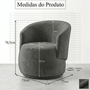 Ver imagem 4 de Poltrona Giratória Orgânica Decorativa Capri Linho Suave Redonda Leitura Sala Quarto Recepção Hall:C