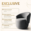 Ver imagem 6 de Poltrona Giratória Orgânica Decorativa Capri Linho Suave Redonda Leitura Sala Quarto Recepção Hall:C