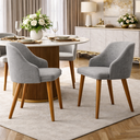 Ver imagem 1 de Kit 2 Cadeiras Jantar Million Linho Cinza Estofada Moderna Sala de Jantar