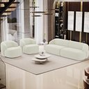 Ver mais imagens de Sofá 3 Lugares Curvo Orgânico com 02 Poltronas Living 250cm Barolo L06 Veludo Bege