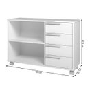 Ver imagem 3 de Balcão Organizador p/ Escritório 90cm com 4 Gavetas e 2 Nichos Branco BHO40