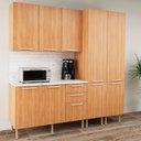 Ver imagem 1 de Cozinha Compacta Jasmine Cz1101 200cm com Divisor de Talheres Freijó Mármore Branco Tecnomobili