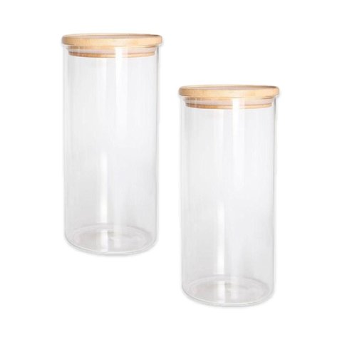 Jogo de 2 Potes Herméticos de Vidro com Tampa de Bambu 1,4l - Dynasty