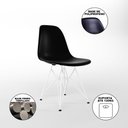 Ver imagem 6 de Mesa Jantar Redonda 110Cm Preta Clips 3 Pés Com 5 Cadeiras Pretas Ferro Branco - Cor: Preto