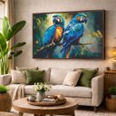 Ver imagem 1 de Quadro Grande Casal de Araras Azul Arte Vibrante 153x103