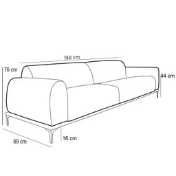 Sofá 150cm 2 Lugares Base Gold Molino D06 Pu C-12 Branco - 4