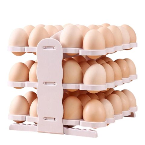 Organizador Porta Ovos Suporte 60 Ovos 3 Andares Bancada Armario Geladeira Mesa Cozinha Armazenament